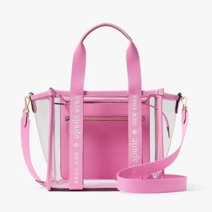 New Kate Spade Surf Pink Kip Clear Small Tote.